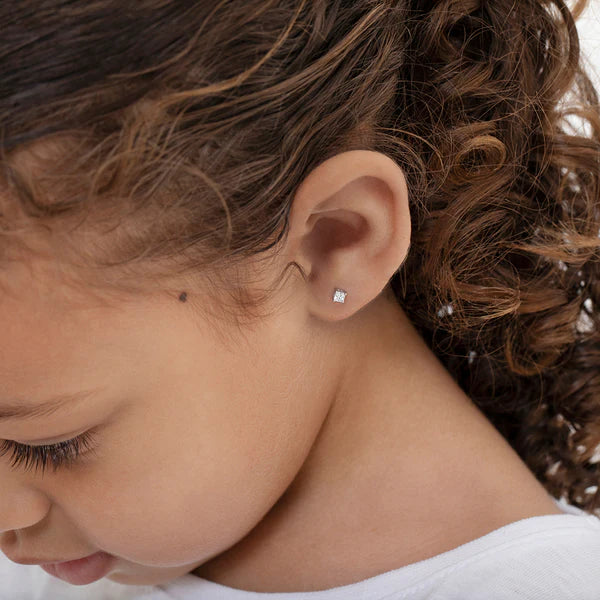 My First Princess Solitaire Baby Earrings