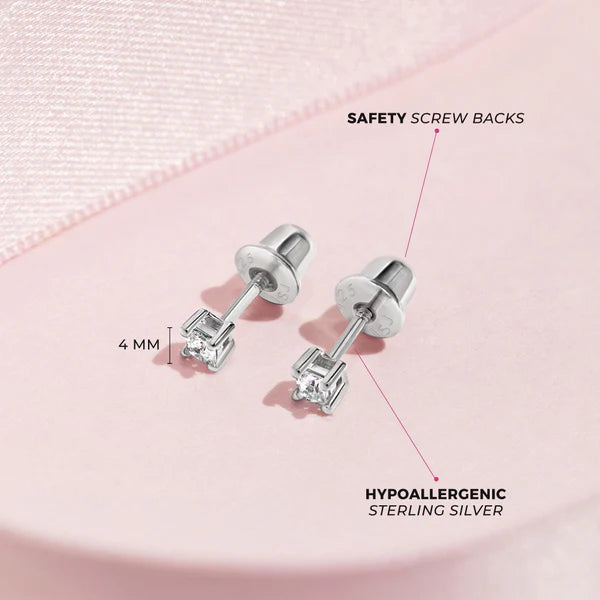 My First Princess Solitaire Baby Earrings