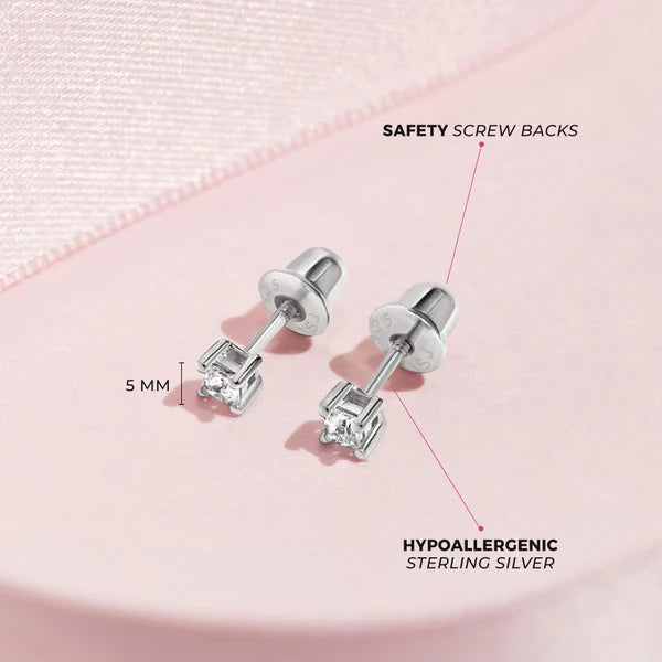 My First Princess Solitaire Baby Earrings