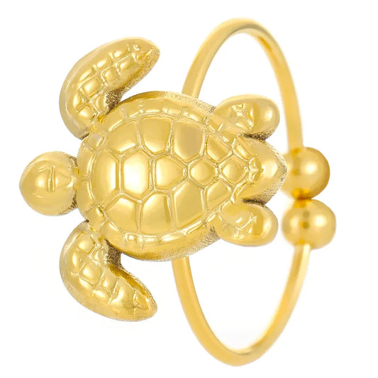 Golden Tide Turtle Toe Ring