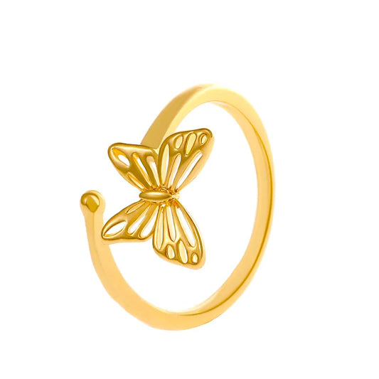 Golden Flutter Butterfly Toe Ring