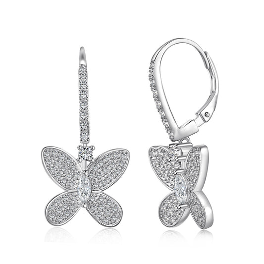 Butterfly Dangle Earrings, Sterling Silver