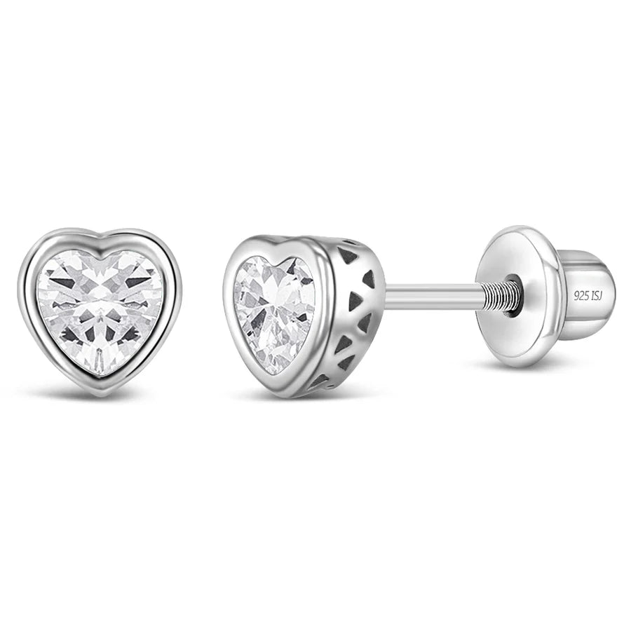 Birthstone Heart Stud Earrings (5mm)