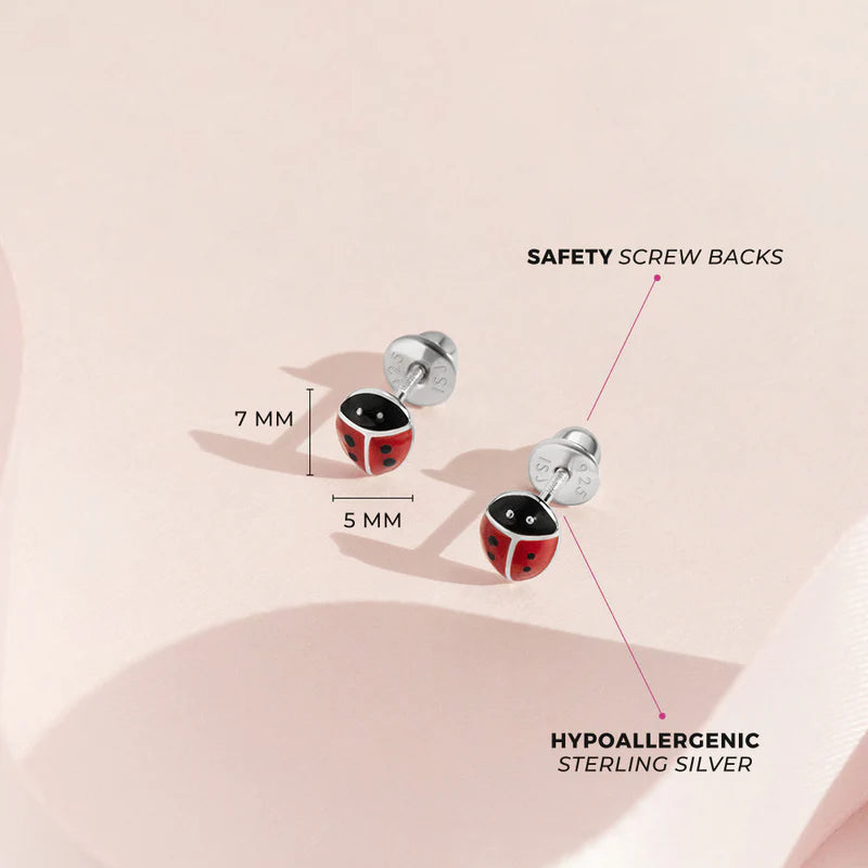Classic Red Ladybug Girl Earrings