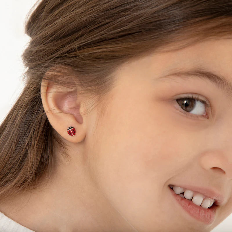 Classic Red Ladybug Girl Earrings