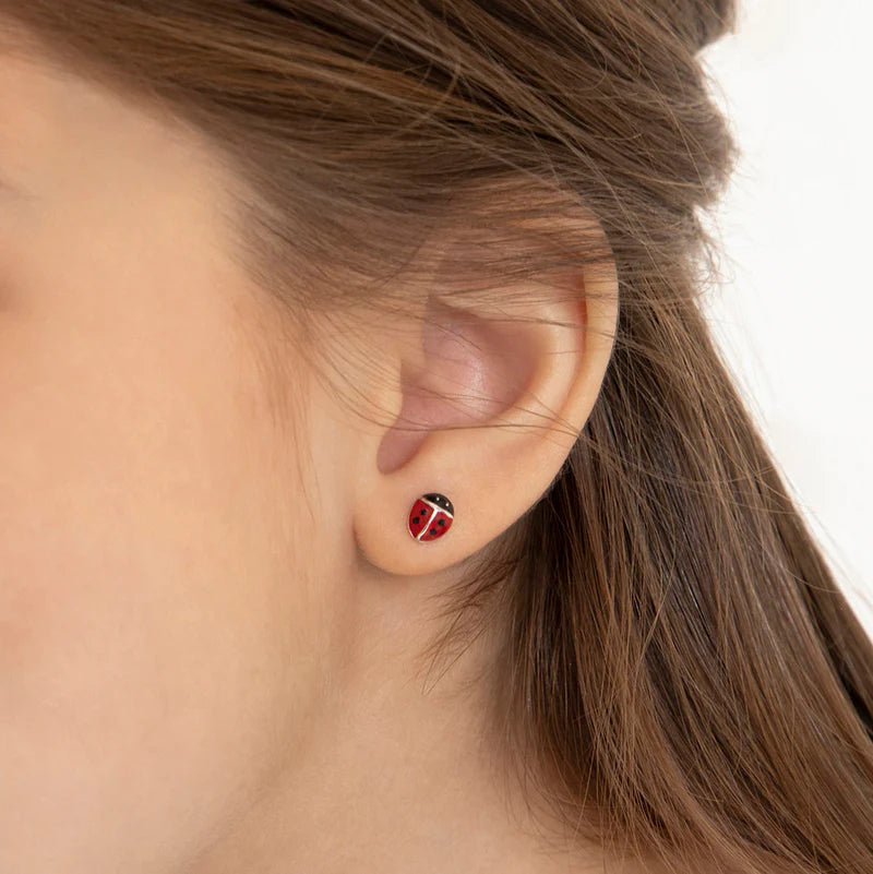 Classic Red Ladybug Girl Earrings