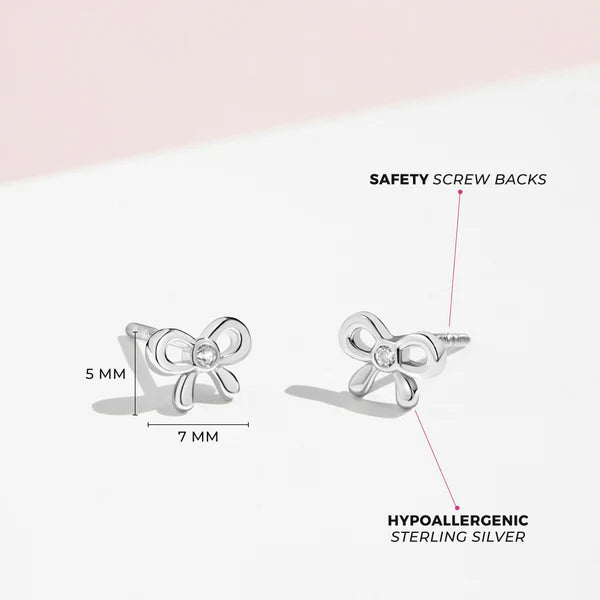 Delicate CZ Bow Toddler Earrings
