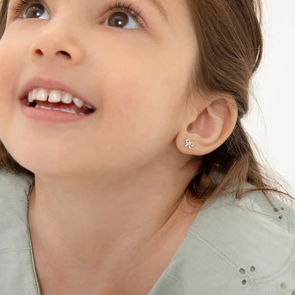 Delicate CZ Bow Toddler Earrings