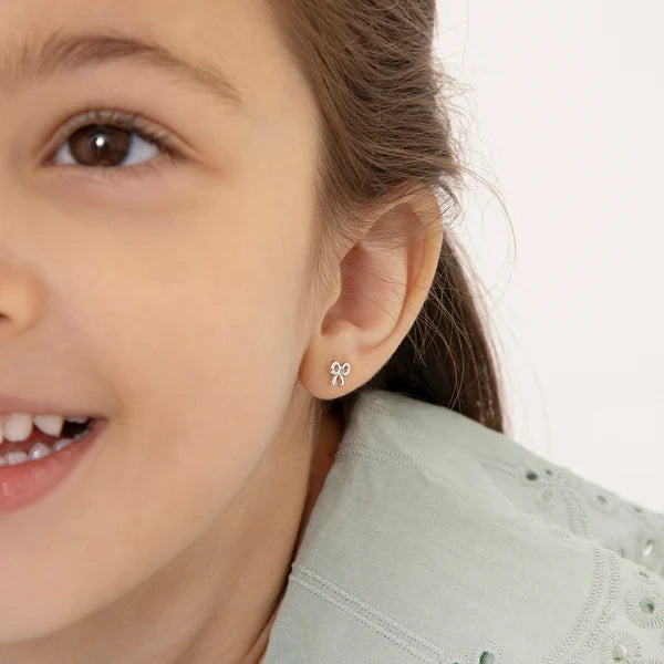 Delicate CZ Bow Toddler Earrings