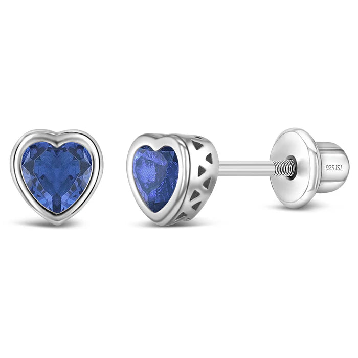 Birthstone Heart Stud Earrings (5mm)