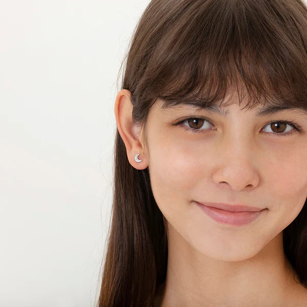 Star & Moon CZ Girl Earrings