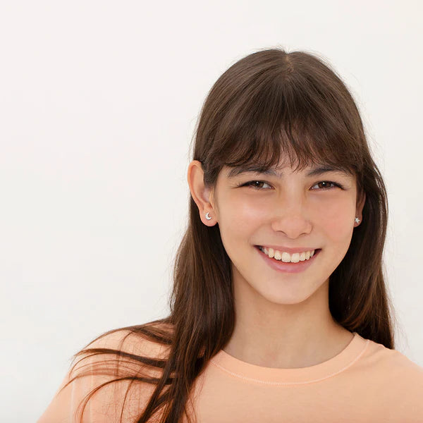 Star & Moon CZ Girl Earrings