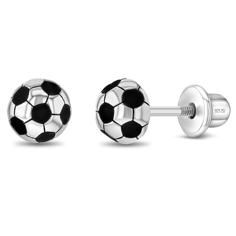 Enamel Soccer Ball Girl Earrings