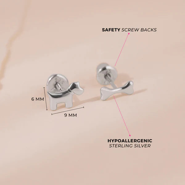 Tiny Dog and Bone Girl Earrings